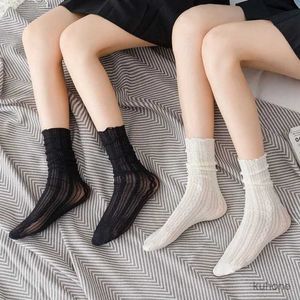 Socks Hosiery Women Summer Socks Mesh Lace Sexy Ultra-thin Transparent Soft Short Sock Stretch Elasticity Ankle Lolita JK Sox Harajuku Retro