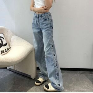 m Miao Side Decoration Letter Embroidery Design Enzyme Wash Water Simple Versatile Jeans Two Colors