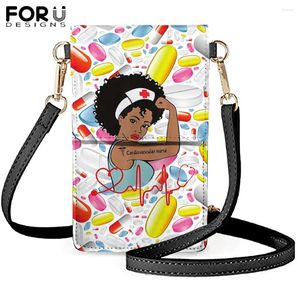 Axelväskor Forudesigns 2024 Fashion Phone Bag Fall för iPhone Funny Print Ladies Crossbody Water Proof Mobile Pouch Cover