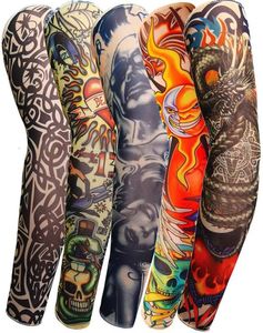 Män kvinnor solskyddsmedel hand falska tatuering arm täck tato ärmar uv cool ärmar manschetter sport elastiska strumpor arm varmare9426714