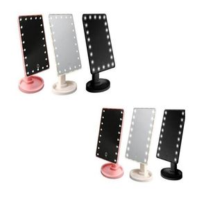 LED Compact Makeup Mirror Cosmetic Desktop 360 Rotation Portable 16 22 LED Lights Oświetlenie Makijażu Podróż Makijażu dla kobiet Czarne WHI1744187