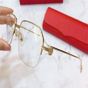 Ny modedesigner Optiska glasögon k Gold Half Frame Retro Modern Business Style 0114 Unisex kan användas för recept Glasse250e