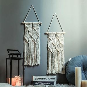 Tapestries Woven Macrame Wall Hanging Boho Chic Bohemian Home Decoration For Living Room Beige Door Curtain Long Tapestry