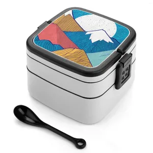 Dinnerware Crosshatch Sky Bento Box Portable Lunch Wheat Straw Storage Container Pen Ink Nature Texture Landscape Mountains