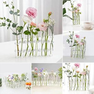 Vasi 8pcs/6pcs Tabella trasparente Mini Ornamenti di vasi ceramici per disposizione floreale vetro con gancio e pennello