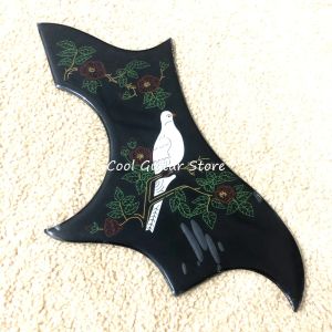 Stokta kablolar, 41 inç akustik gitar pickguard, güvercin kendi kendine siyah selüloit pickguard, kabuk kuş kakma, ücretsiz nakliye