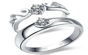 Angel Wing Solid 18K 750 White Gold Cain 025CT025CT Diamond Loving039S Wedding Rings His and Love Promise Ring8628401