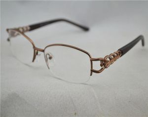 Kvinnor optiska halvglasögon ram metallmärke Men039s ögonglasögon linser dator myopia glas ram silvergoldbrown 6pcslo9441735