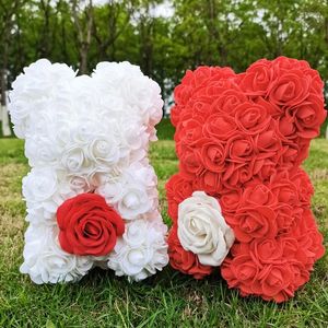 Kwiaty dekoracyjne 25 cm Rose Teddy Bear z mydłem na Walentynki Prezent Serce Sztuczny kwiat