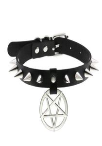 Spike Punk Choker Collar For Girl Goth Pentagram Necklace Emo Neck Strap Cosplay Chocker Gothic Accessories2280609