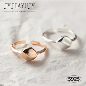 Anelli a grappolo Jyjiayujy Sterling Silver S925 Apertura ad anello regolabile Glossy Concave Concave Fashion Trendy Hypoallergenic Jewelry Gift R034