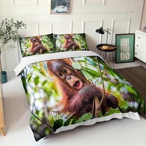 Bedding Sets High Quality Set 3d Linens Golden Monkey Printed Bed Sheets With Pillowcases Bouble Comforters