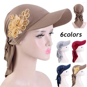 Bollmössor Sun Baseball Hat Headscarf Turban Scarf Cap Girls Glitter Flower Headwrap Women mode Soft Peaked Gorras Para Hombres