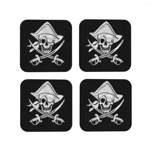 Table Mats Chrome Nautical Pirate Crossbones Coasters Coffee Leather Placemats Cup Tableware Decoration & Accessories Pads For Home