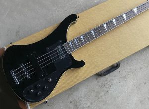 Guitar 4 Strings Black Electric Bass Guitar com Black Pickguard/Hardware, braço de pau -rosa, fornecendo serviço personalizado