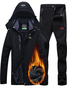 남성용 스키 슈트 정장 방풍 방수 따뜻한 따뜻한 재킷과 바지 눈 의류 겨울 스노우 보드 딩 재킷 세트 2209308757003