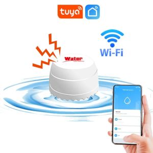 Система Wi -Fi Датчик водоснабжения Tuya Detector Detector звук тревога утечка утечка наводнения переполнение приложения Управление приложениями Smart Home.
