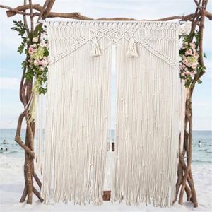 Tapestries 80x150cm Wall Hanging Macrame Curtain Bohemian Hand Woven Tapestry Perfect Door For Bedroom Wedding Decoration