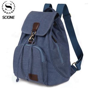 Backpack Scione Outdoor Canvas Student Schoolbags Large Capacity Rucksack Casual Business Laptop Pack K483