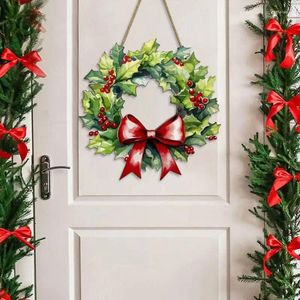 Fiori decorativi Segno di casa anteriori natalizio ghirlanda ghirlanda decorazione di ghirlance ornament a bowtie