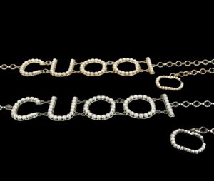 Cintura a catena femminile Diamuta per perle Designer di cinture Golden Sliver Chelts Lettere Girle in vita di lusso Weote3912497