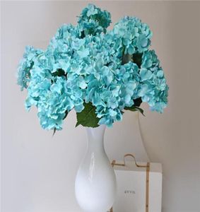 Silk Hortangea Flower Bunch 7 Headspiece 50CM1968 Inches Artificial Teal Blue Color Continental Large Hortangea for Home Show6065697