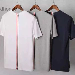 2113-4 Back Ribbon Round Neck Short Sleeved Mens T-shirt Sports and Leisure Cotton Trendy Casual