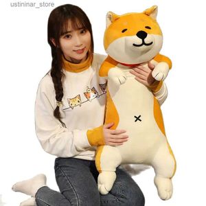 Animais de pelúcia de pelúcia deitada shiba inu cachorro brinquedo de cachorro de pelúcia de cachorro grande boneca gato boneca adorável animal luxuoso travesseiro de travesseiro para meninas aniversário aniversário l47