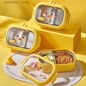 Pudełka bento przenośne stali nierdzewne pudełko na lunch szczelność kawaii kreskówka bento pudełko mikrofalowe pojemnik na żywność dla dzieci dzieci piknik L49