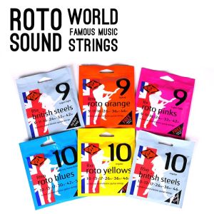 Cabos Rotosound R8 R9 R9 RH9 RH10 Níquel em cordas elétricas de aço / aços britânicos BS9 BS10 Aço inoxidável Strings de guitarra elétrica