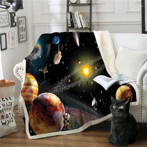 Cobertores Sistema solar POgrap Plies Double Polar Fleece Blanket Warm mantendo arremesso