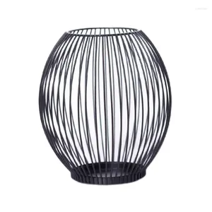 Titulares de vela Titular Lanterna de arame Black Outdoor Oval Mesh para Capinha de Velas Pillares