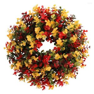 装飾的な花は水をまくクリスマスリースプラスチックのお祝いのお祝いの玄関の玄関の花輪のための家の家の装飾秋冬