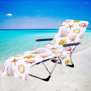 Stol täcker Shell Beach Cover Holiday Garden Swimming Pool Lounger Stolar med förvaringsficka Summer Seaside