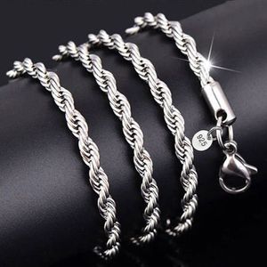 Yhamni 100% Original 925 Silber Halskette Frauen Männer Geschenk Schmuck 3mm 16 18 20 22 24 26 26 30 Zoll Seilkette Halskette YN89298W