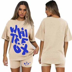 White Foxs Two 2 Piece Womens coture Designer Tracksuit T Shirt Luxury Shorts Long Sleeved foxx Pullover Hoodeds Casual Sweatshirt