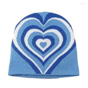 Boinas 2024 KPOP Moda Y2K Beanie Love Jacquard Knit Cap Winter Feminino Hap