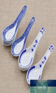5st Kina kinesisk stil keramisk sked blå och vita soppskedar porslin keramik kök bordsvaror4587617