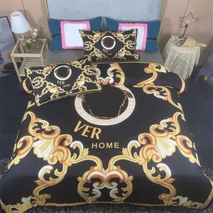 Brand Luxury Pattern Designer Bedding Conjuntos 4pcs Conjunto de ouro Twin algodão Twin Cotton Caseira de capa de alta qualidade Capa