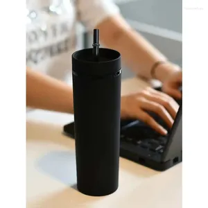 Tumblers 1pc- Tumbler Pipets Kupası Kaplamalarla İçecek Yazıları Meyve Suyu Şişesi Çift Duvar Plastik Bardak Festival Partisi İçin Hediye