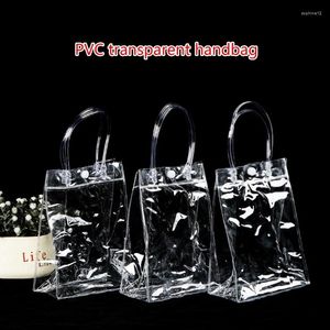 Gift Wrap 10Pcs PVC Clear Tote Bags With Handle Portable Handbag Supplies For Party Food Candy Packaging Travel Camping Organization