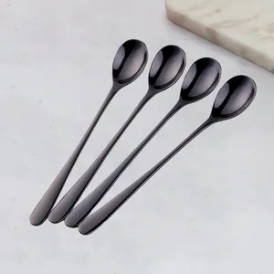 Kaffescoops 8 stycken Långt handtag Ice Scoop Cold Drink Mixing Cocktail Stirring Spoons For Tea Cream Spoon Tool Set