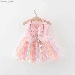 Abiti da ragazza Summer Girls Princess Party Birthday Dress Back Wings Wings Abito farfalla ricamato a farfalla Y240415Y240417B2WJ