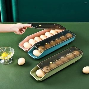 Kitchen Storage Multifunctional Rolling Egg Box Fall Prevention Household Fridge Cartons Tray Automatic