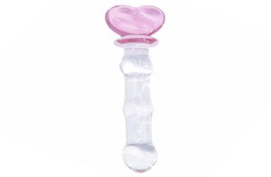 Domi 21cm Long Ice and Fire Series Pink Heart Design Glass Adult Butt Anal Plug Sex Toys S9245894085