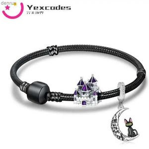 Other Bracelets Yexcodes Black Snake Bone Chain Mens Womens Bracelet DIY Wing Castle Travel Beaded Pendant Bracelet Wedding Party Holiday GiftL240415