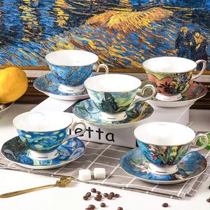 Mugs Coffee Cup Milk Heat Resistant Water Afternoon Tea Saucer Spoon Ceramic Mug Wallpaper Luxury Gift For Cafe Shop Home