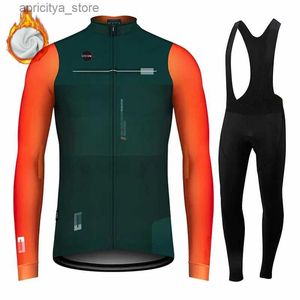 Magliette in bicicletta Set di abbigliamento da ciclismo da uomo set da maglione a lungo sede con pantaloni di montagna e bici da strada in feci termali Winter2023 Mountain Bike L48