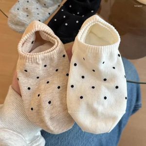Women Socks 4pairs Polka Dot Pattern Invisible Boat Summer High Quality Cotton Soft Thin Sock Ladies Women's Cute