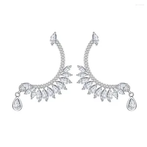 Studörhängen modeller Fjäderdesign inlagd med långa S925 silverörängar fulla av diamanter personifierad och överdriven stil i Europa